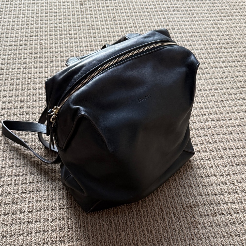 DKNY Black Leather Backpack